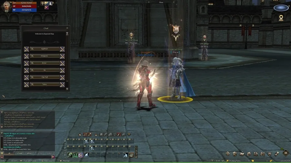 Agathion acompanhando um personagem no jogo